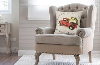 Welcome Red Truck Pillow Cover