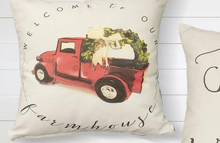 Welcome Red Truck Pillow Cover