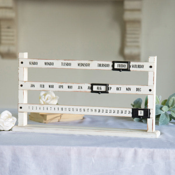 Chippy White Sliding Calendar | Vintage Inspired - Decor Steals