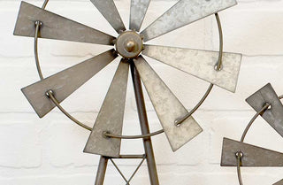 Galvanized Windmill Decor  Set Of 2