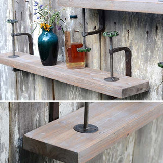 Rustic Wood Vise Shelf  Set of 2