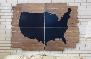 *GIGANTIC* Four Piece Wood and Chalkboard Map Wall Decor