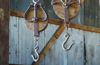 Wooden Pulley Display Hooks  Set of 3